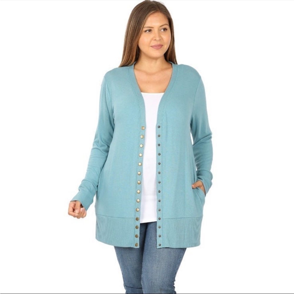 ZENANA
Long Sleeve Snap Button V-neck Sweater Cardigan - Picture 9 of 12
